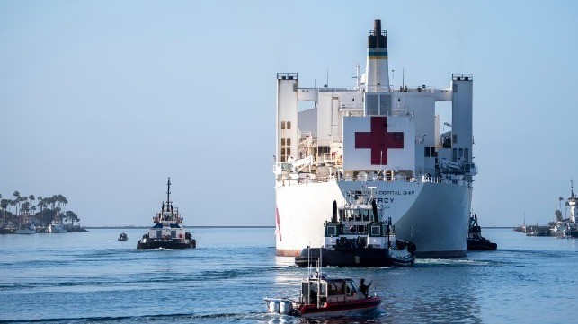 USNS Mercy Departs Los Angeles